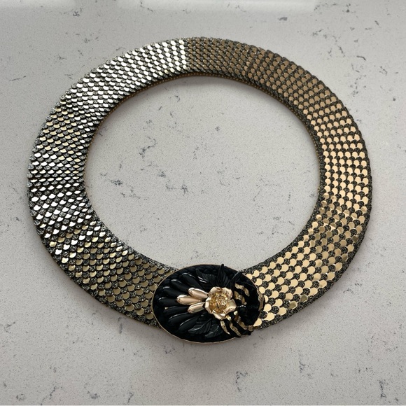 Accessories - Vintage Gold and Black Fish Scale Stretch Belt